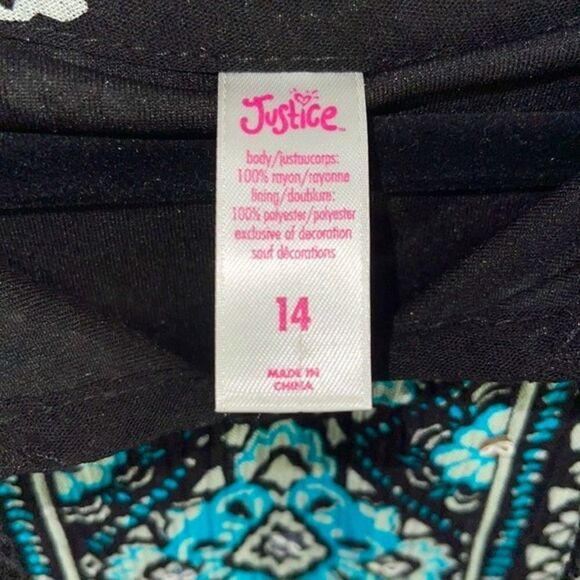 Justice Girl’s Beaded Embroidered Geometric Print Tassel Peasant Dress Size 14 - Picture 4 of 15